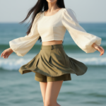 Chân dung thanh lịch bên bờ biển của cô gái trẻ tuổi 18 đến 25