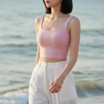 Chân dung cô gái trẻ bên bờ biển đầy nét thanh lịch và tự nhiên