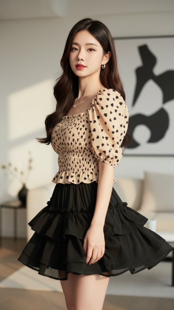 Chân dung cô gái trẻ tinh tế trong không gian hiện đại và ấm áp.