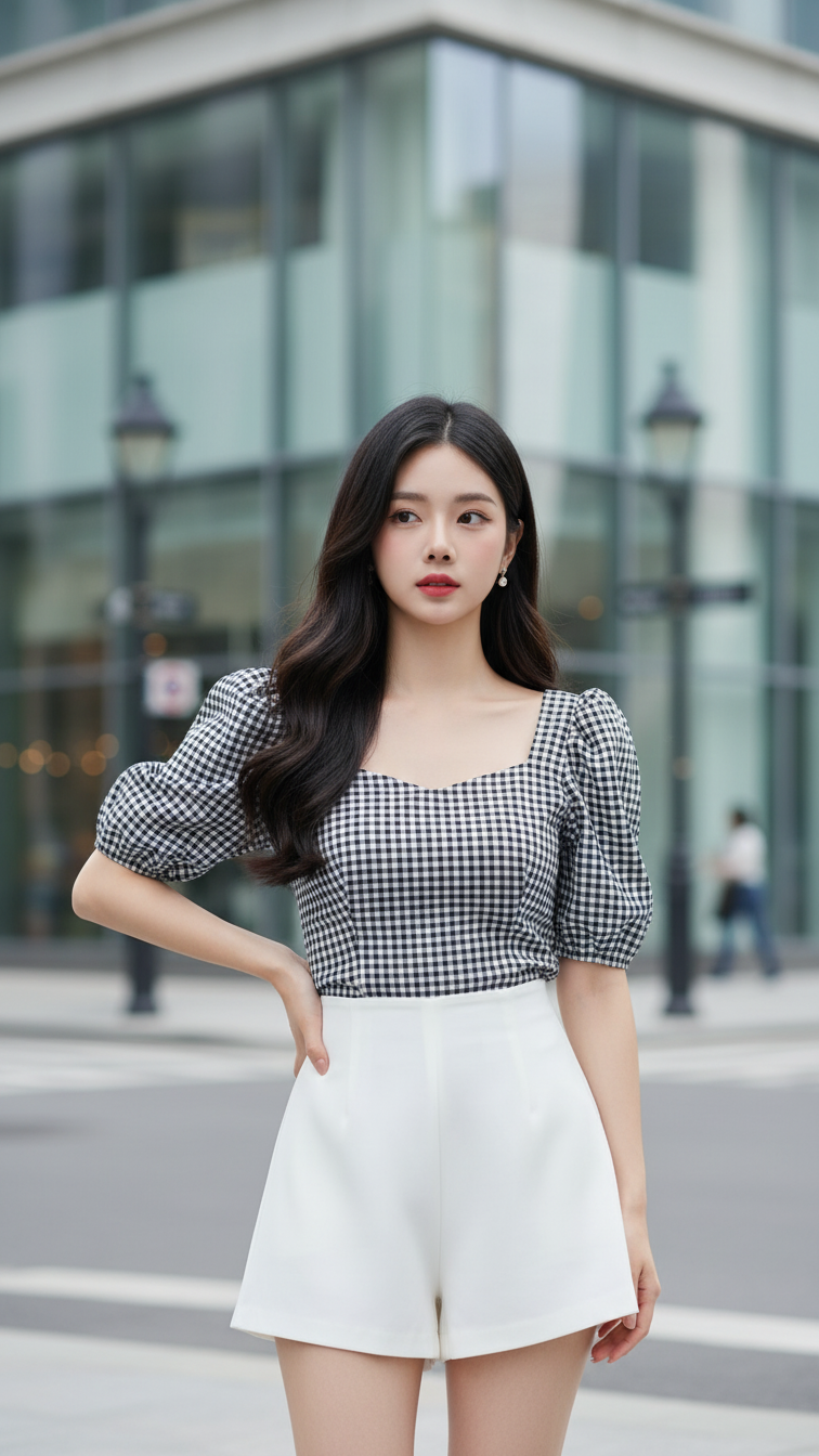 Chân dung thanh lịch của cô gái trẻ giữa lòng phố thị sang trọng