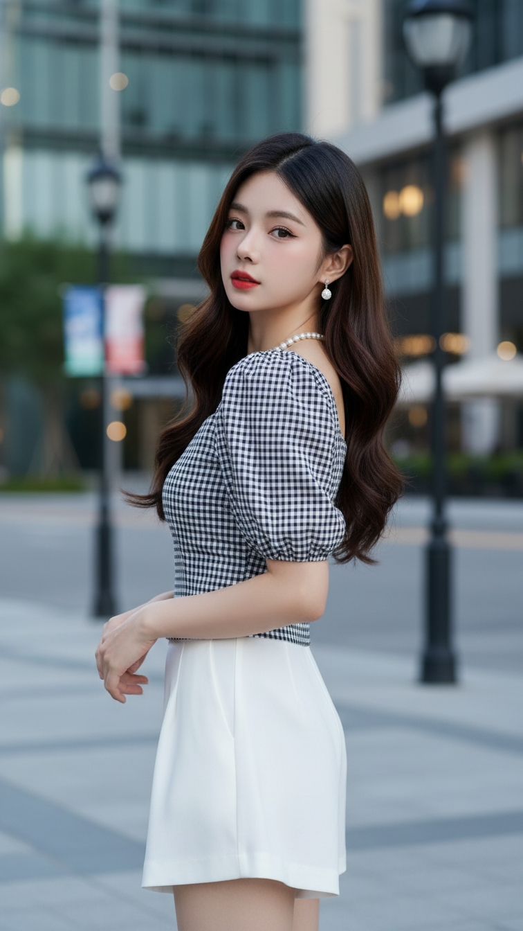 Chân dung thanh lịch của cô gái trẻ giữa phố thị hiện đại