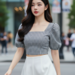 Chân dung thời trang của cô gái trẻ giữa phố thị hiện đại và sang trọng