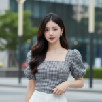 Chân dung cô gái trẻ tự tin với phong cách thời trang hiện đại tại phố thị