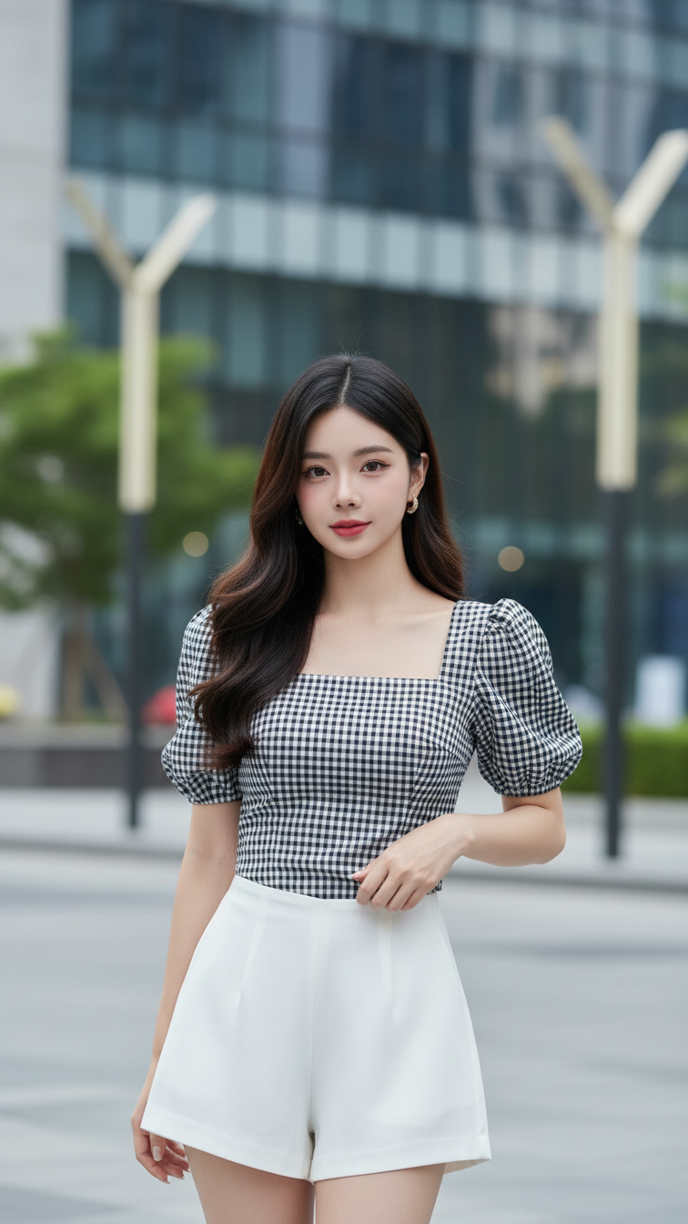 Chân dung cô gái trẻ tự tin với phong cách thời trang hiện đại tại phố thị