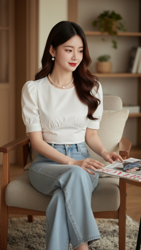 Chân dung cô gái trẻ thời thượng giữa không gian nội thất hiện đại