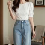 Chân dung thiếu nữ thanh lịch trong không gian ấm cúng và hiện đại