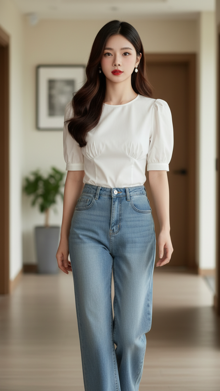 Chân dung thanh lịch của cô gái trẻ giữa không gian ấm cúng và hiện đại