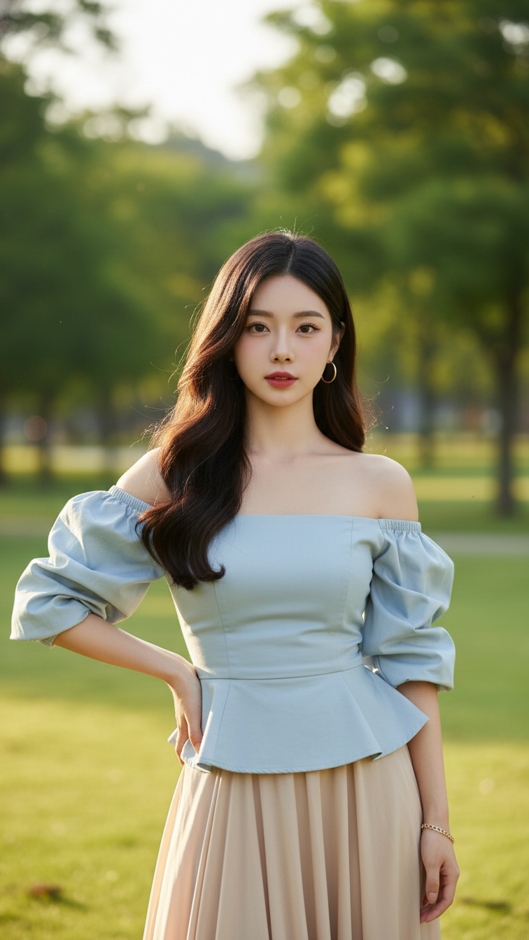 Chân dung thanh lịch của cô gái trẻ trong không gian thiên nhiên tuyệt đẹp