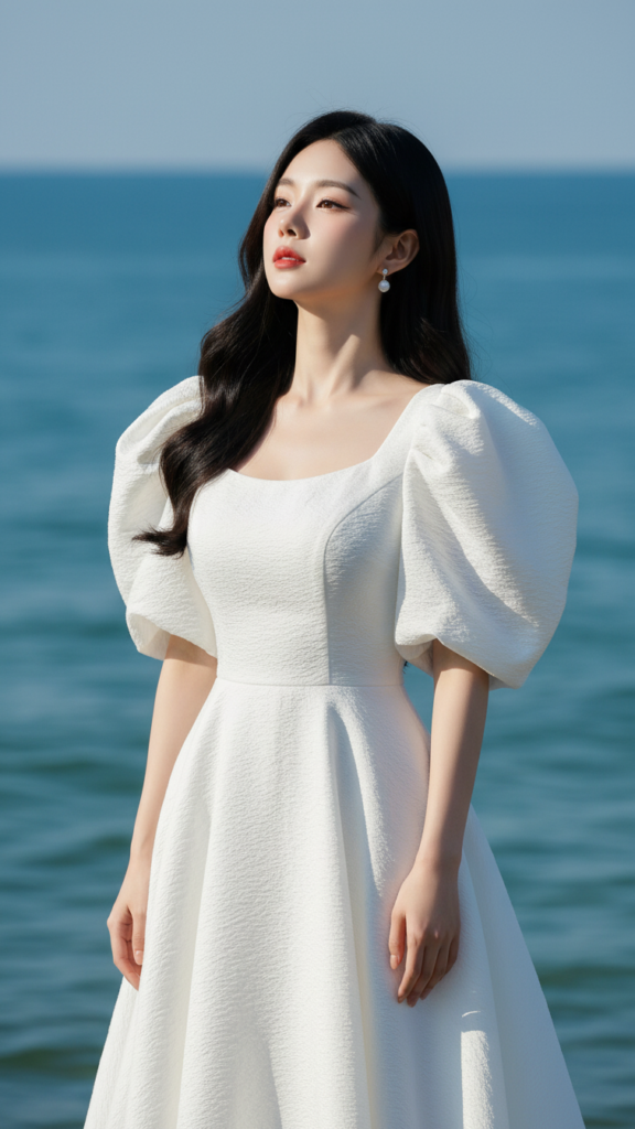 Chân dung thanh lịch của cô gái 20 tuổi bên bãi biển xanh mướt