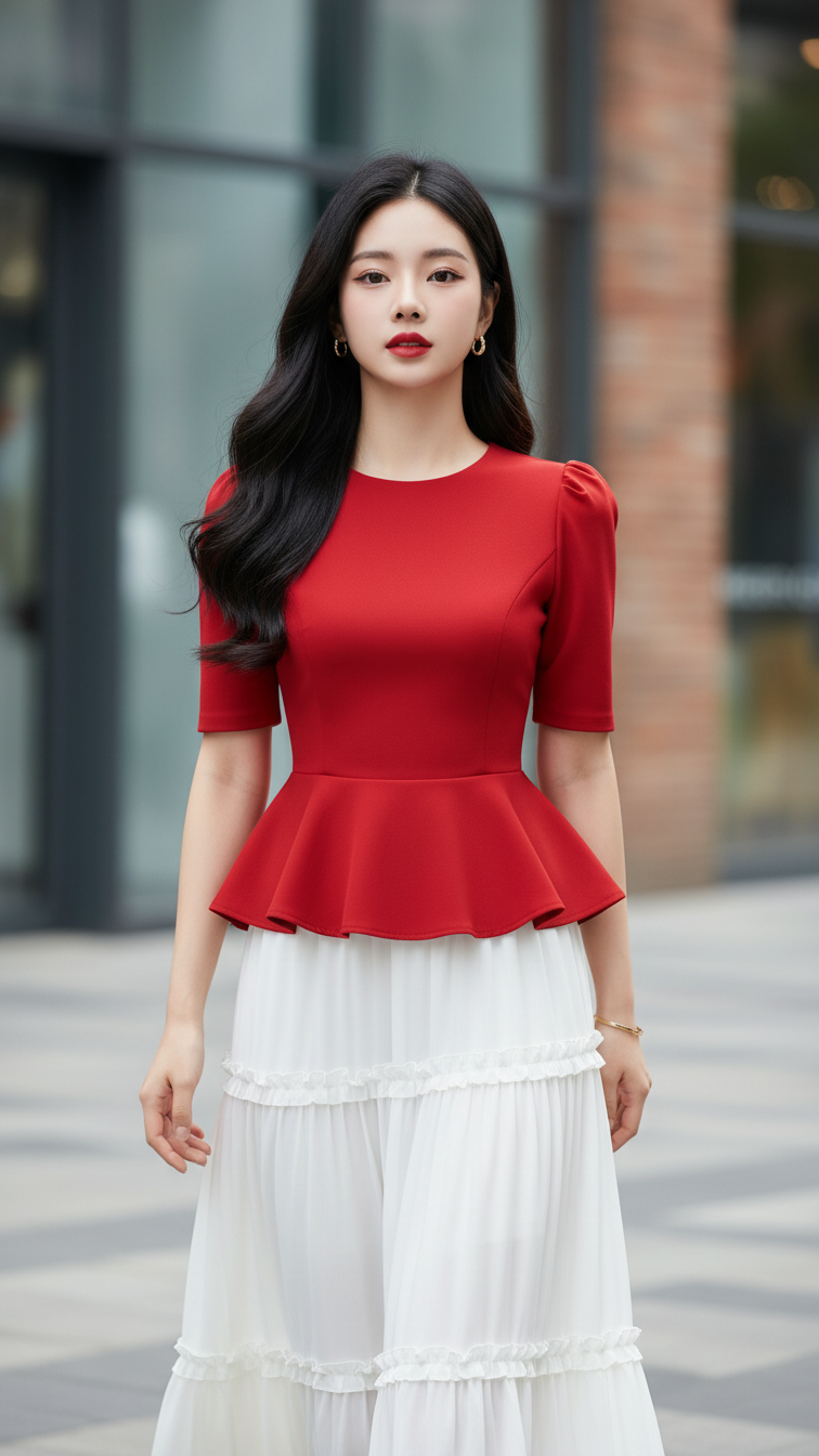 Chân dung thanh lịch của cô gái trẻ trong bối cảnh phố urban hiện đại