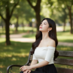 Chân dung thanh lịch của cô gái trẻ giữa khung cảnh thiên nhiên tươi đẹp