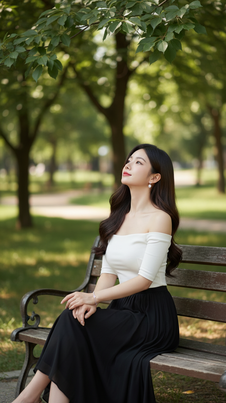 Chân dung thanh lịch của cô gái trẻ giữa khung cảnh thiên nhiên tươi đẹp