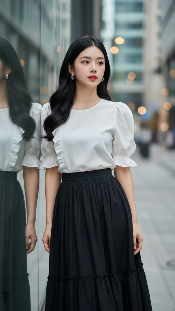 Chân dung nữ sinh tự tin và thanh lịch giữa phố đô thị hiện đại