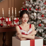 Chân dung Giáng sinh đáng yêu trong không gian ấm cúng và sang trọng