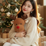 Chân dung trẻ trung bên cây thông Noel với ánh nắng vàng rực rỡ