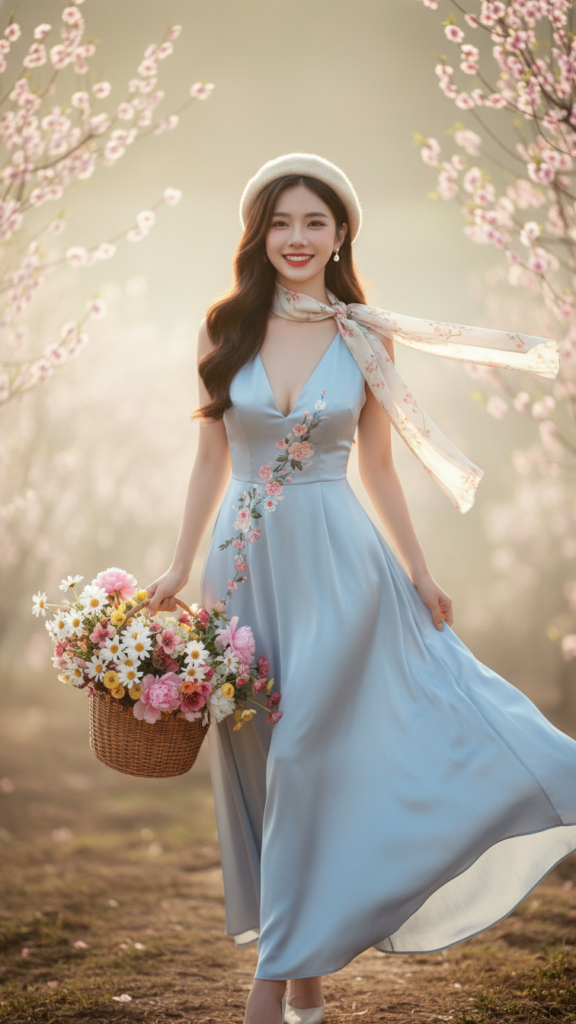 Tạo bức chân dung nữ sinh tỏa sáng giữa Sapa với váy xanh pastel và phụ kiện xinh xắn