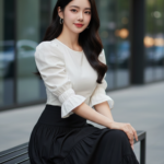 Chân dung thanh lịch của cô gái trẻ trong phong cách thời trang hiện đại