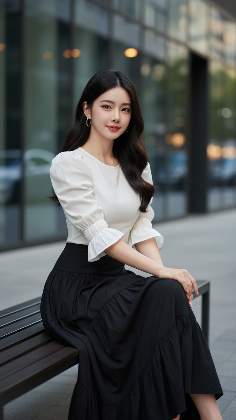 Chân dung thanh lịch của cô gái trẻ trong phong cách thời trang hiện đại