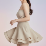 Chân dung thanh lịch của cô gái trẻ trong bộ váy xếp lớp đầy cuốn hút