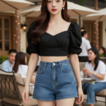 Chân dung cô gái trẻ với phong cách thời trang tại quán cafe sang trọng