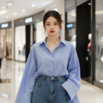 Bức chân dung xinh đẹp của người mẫu trẻ tại trung tâm mua sắm sang trọng