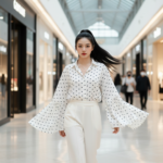 Chân dung phong cách người phụ nữ trẻ tự tin tại trung tâm mua sắm sang trọng