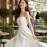 Chân dung trẻ trung của cô gái tự tin tại quán cà phê sang trọng