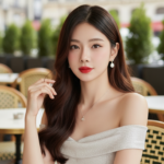 Chân dung trẻ trung tự tin của cô gái Á Đông trong không gian café sang trọng