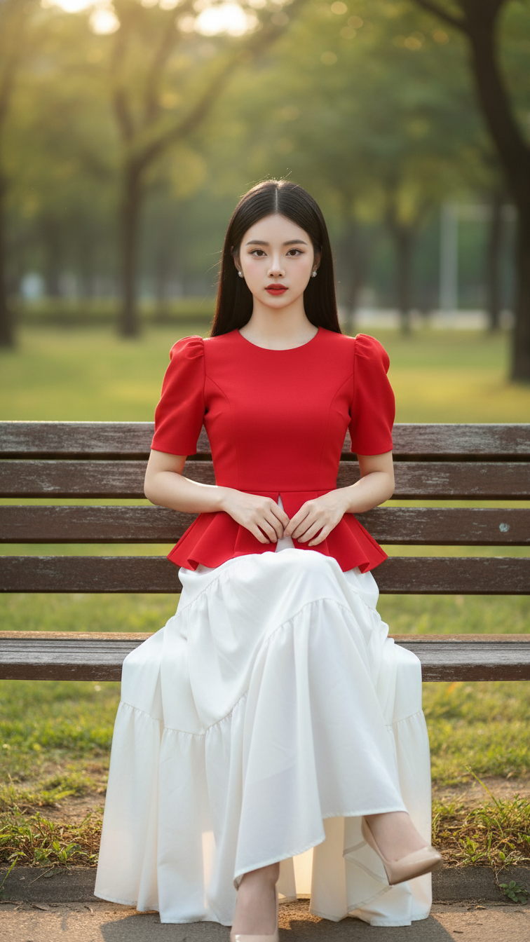 Chân dung nữ thanh lịch giữa thiên nhiên tuyệt đẹp trong công viên xanh mát