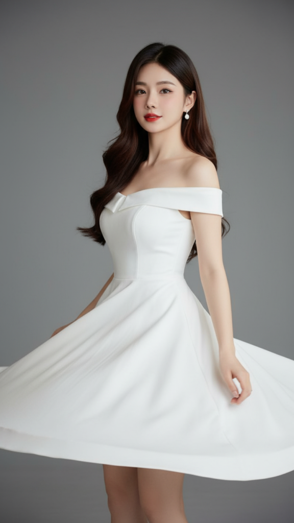 Chân dung thiếu nữ duyên dáng trong trang phục thanh lịch tại studio chuyên nghiệp