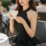 Vẻ đẹp tự tin và thanh lịch của cô gái trẻ trong không gian cafe sang trọng