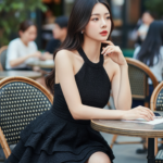 Chân dung thiếu nữ tự tin tại quán cà phê sang trọng