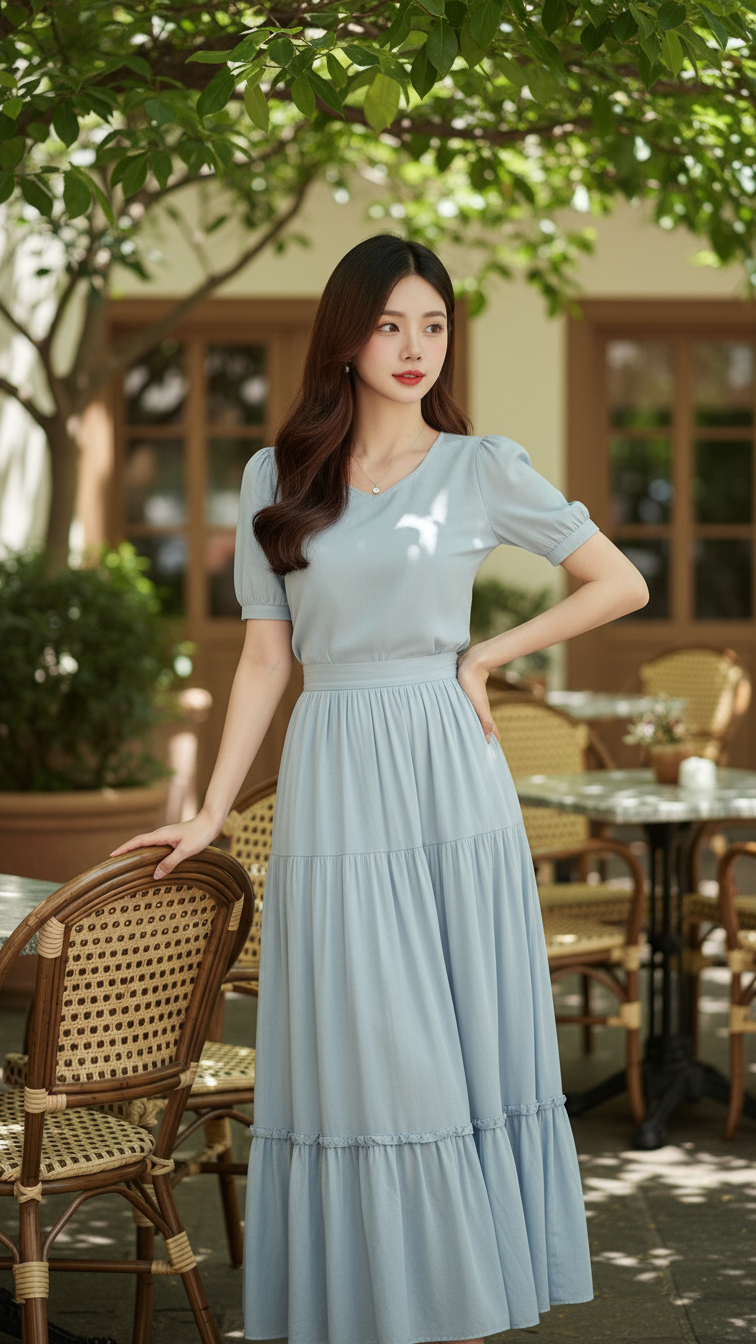 Chân dung cô gái trẻ tự tin giữa không gian quán cà phê sang trọng