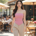 Chân dung thực tế của cô gái trẻ duyên dáng tại quán cà phê sang trọng