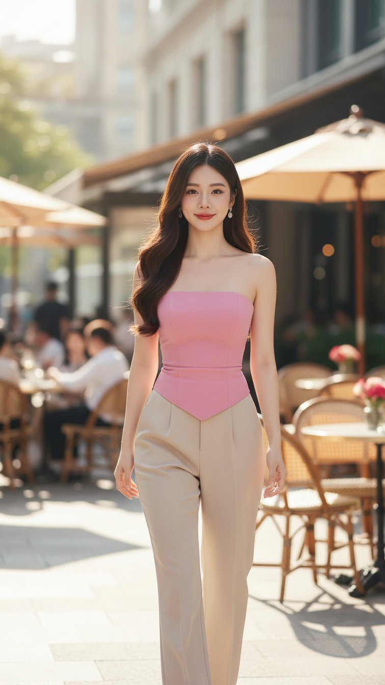 Chân dung thực tế của cô gái trẻ duyên dáng tại quán cà phê sang trọng