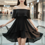 Chân dung cô gái trẻ tự tin trong trang phục thanh lịch tại trung tâm thương mại