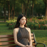 Chân dung thanh lịch của cô gái trẻ trong không gian tự nhiên dịu dàng