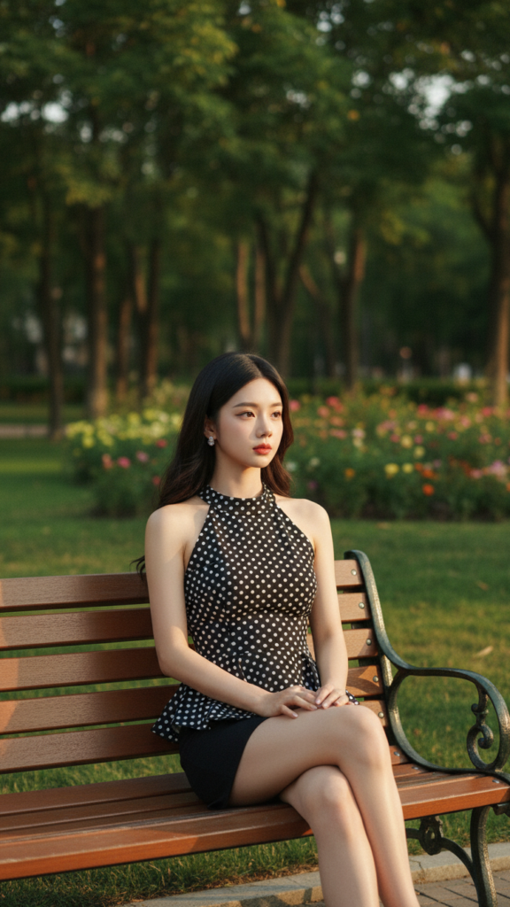 Chân dung thanh lịch của cô gái trẻ trong không gian tự nhiên dịu dàng