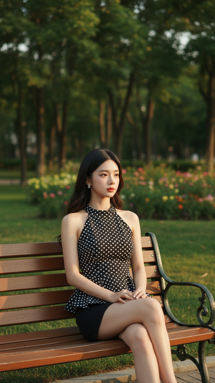 Chân dung thanh lịch của cô gái trẻ trong không gian tự nhiên dịu dàng