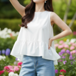 Chân dung trẻ trung của cô gái Á Đông trong không gian vườn hoàn mỹ