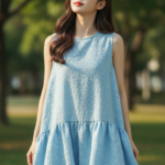 Chân dung thanh lịch của cô gái châu Á tự tin trong công viên xanh mát