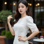 Chân dung thời trang của cô gái trẻ đầy cuốn hút tại quán cafe sang trọng