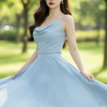 Chân dung thực tế của cô gái trẻ phong cách tự nhiên trong bối cảnh công viên xanh mát