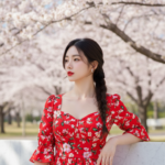 Tạo chân dung cô gái trẻ giữa phong cảnh cherry blossom tuyệt đẹp