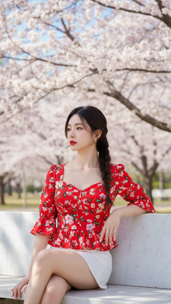 Tạo chân dung cô gái trẻ giữa phong cảnh cherry blossom tuyệt đẹp