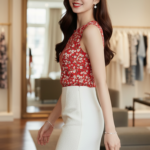 Chân dung thanh lịch của cô gái trẻ trong không gian thời trang sang trọng