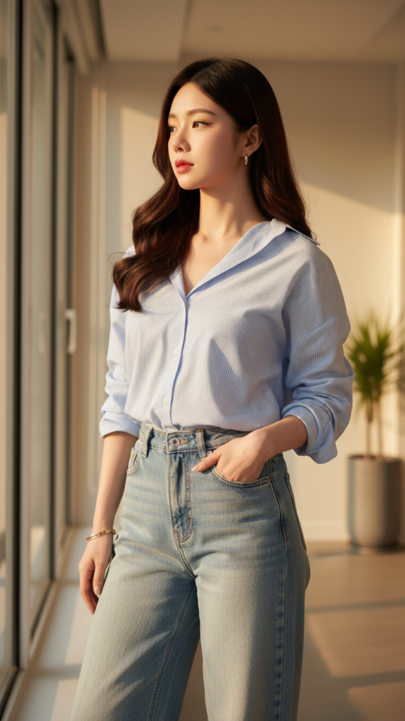 Chân dung nữ sinh thời thượng với phong cách giản dị và tinh tế trong không gian hiện đại