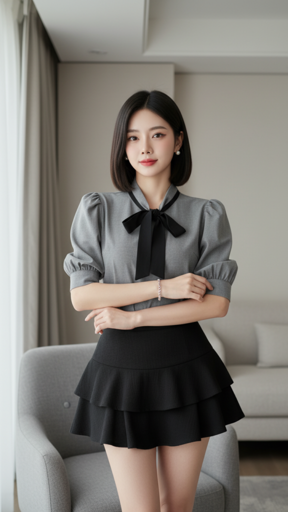 Chân dung thanh lịch của cô gái trẻ trong không gian hiện đại và tinh tế