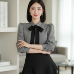 Chân dung cô gái trẻ tự tin với phong cách hiện đại và tinh tế trong không gian tối giản