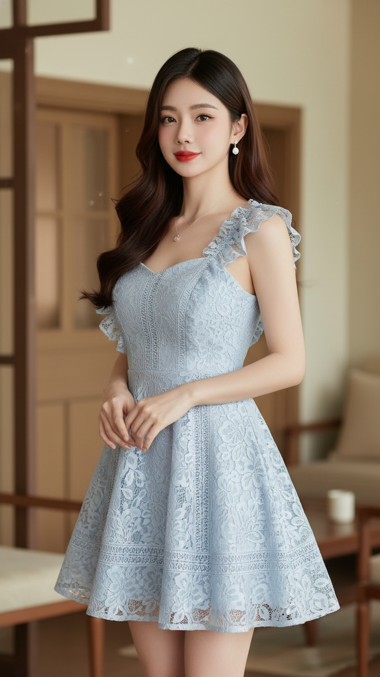 Tạo chân dung thực tế của cô gái trẻ thanh lịch với phong cách tinh tế